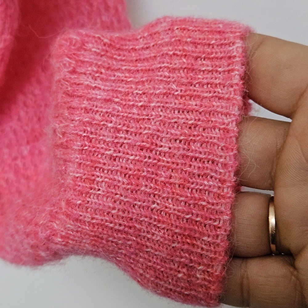 Mango Sz XS Boxy Wool Laine Blend Oversized Pink Open Cropped Cardigan  Sweater - Picture 5 of 12